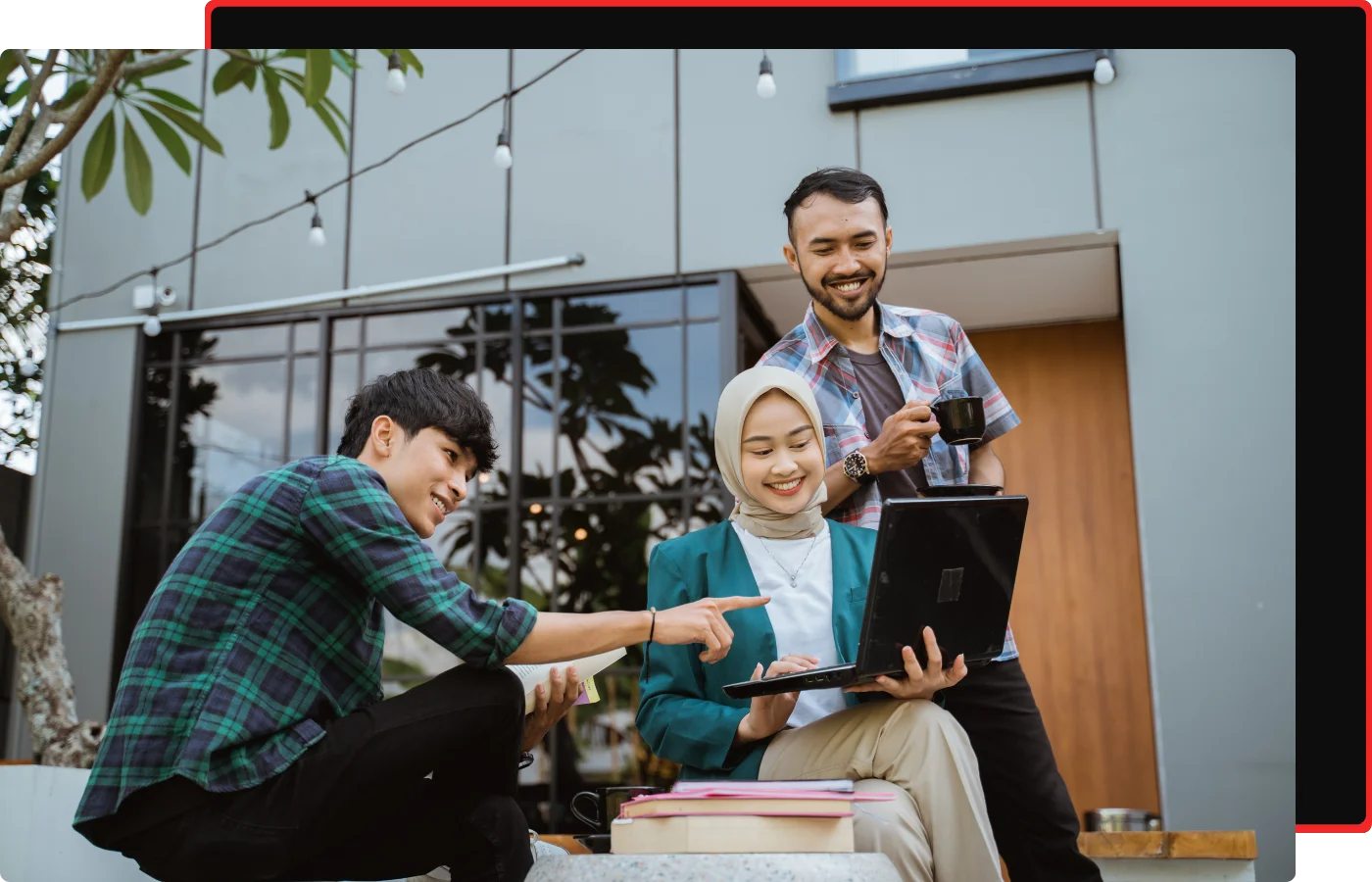 About students with black laptop